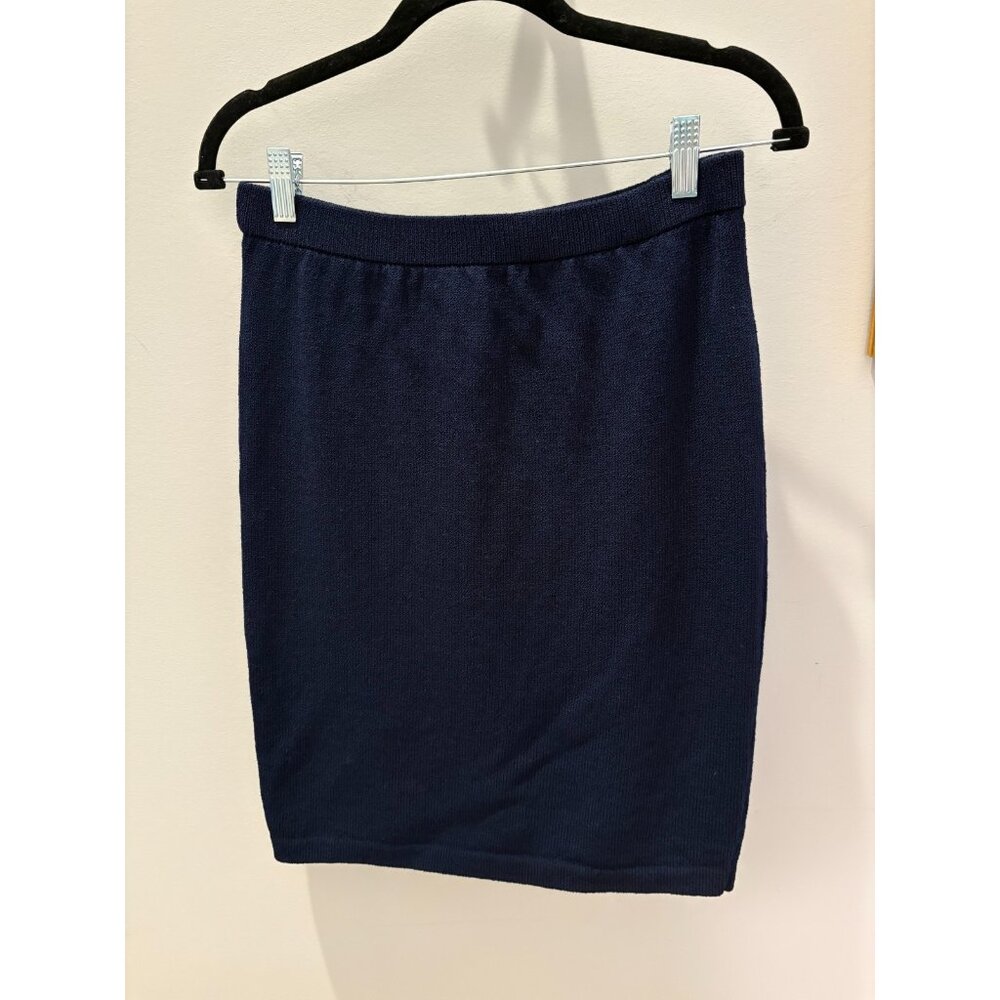 Vintage St John Basics Navy Knit Pencil Skirt Size 6 Made in USA